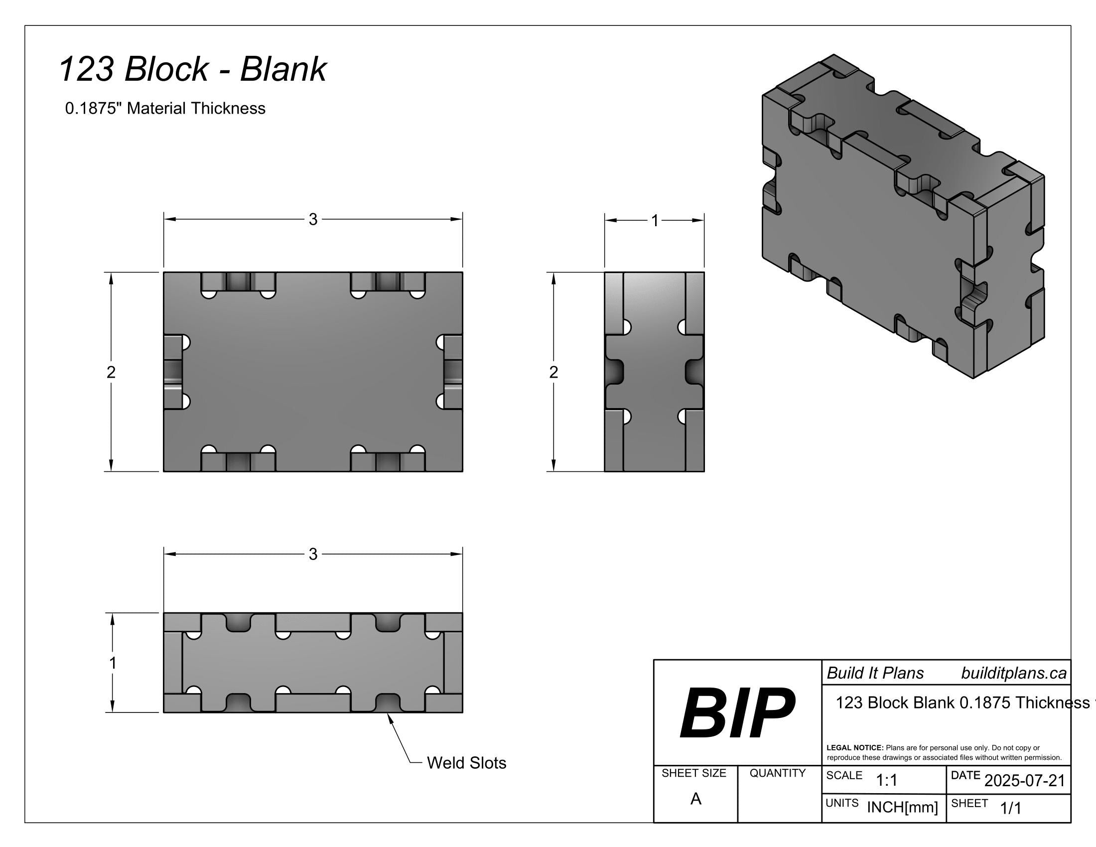 123 Block DXF Cut Files - 3/16" Material DIY Welding Fixture Blocks