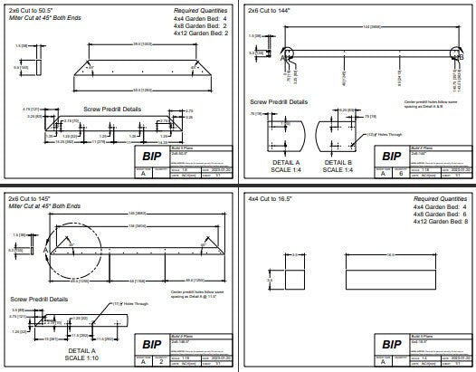 4'x12' Raised Wood Garden Bed PDF Plans - 48"x144"