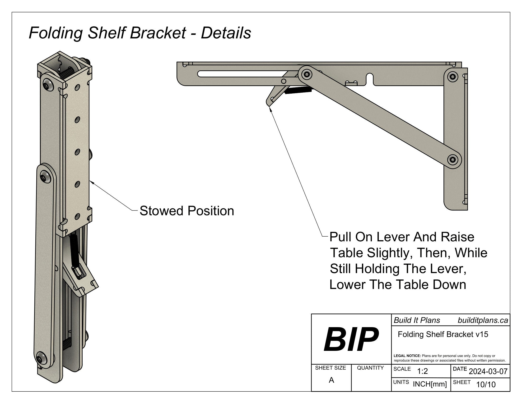 12" 300mm Folding Shelf Bracket DXF Cut Files
