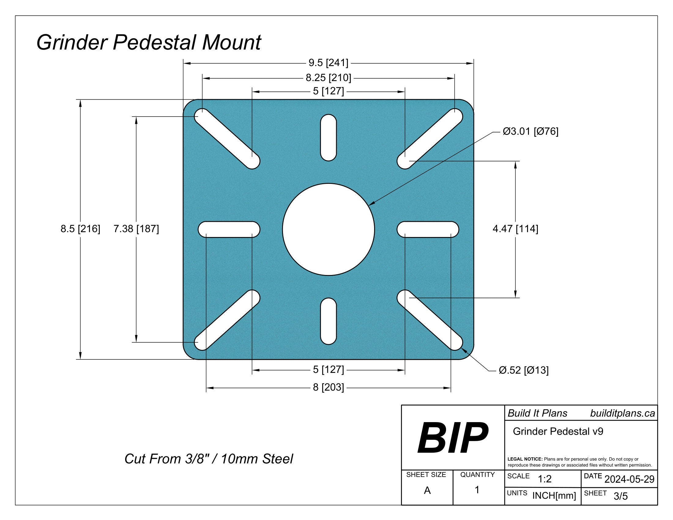 Grinder Pedestal Stand DXF Files - DIY Floor Mounted Pedestal Stand