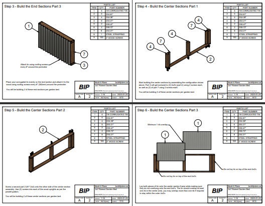 4'x7' Wood and Metal Raised Garden Bed Plans -  Garden Box PDF Plans