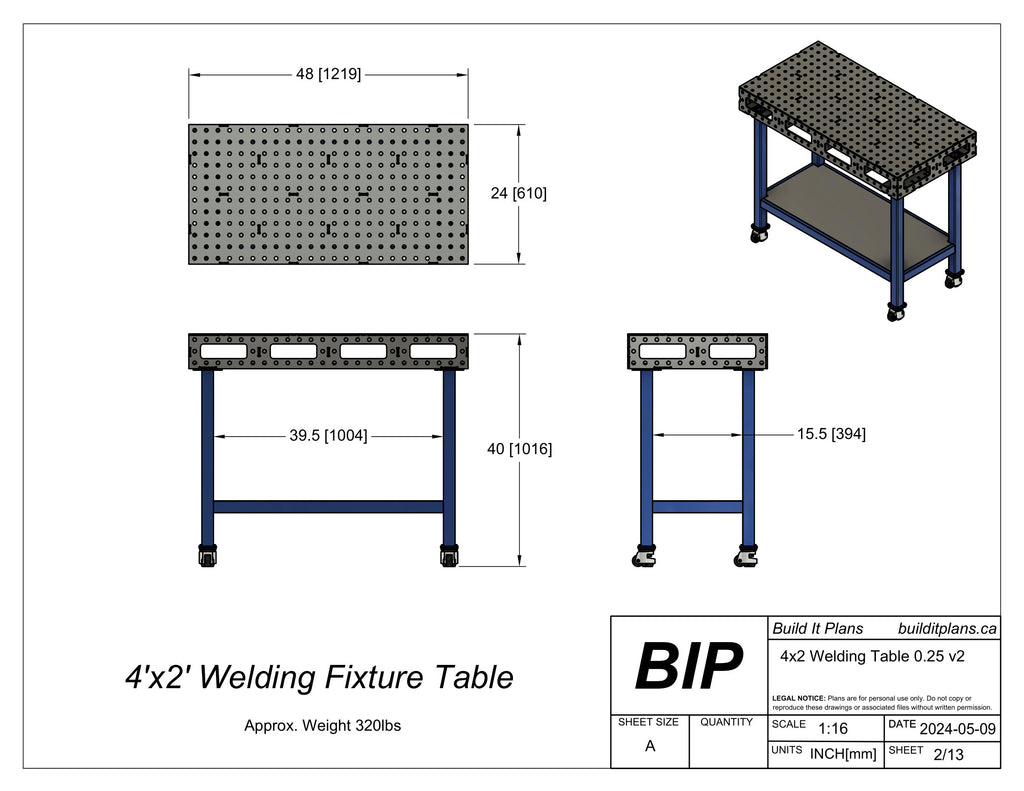 1/4" Welding Table DXF File Bundle - Welding Fixture Table Plans