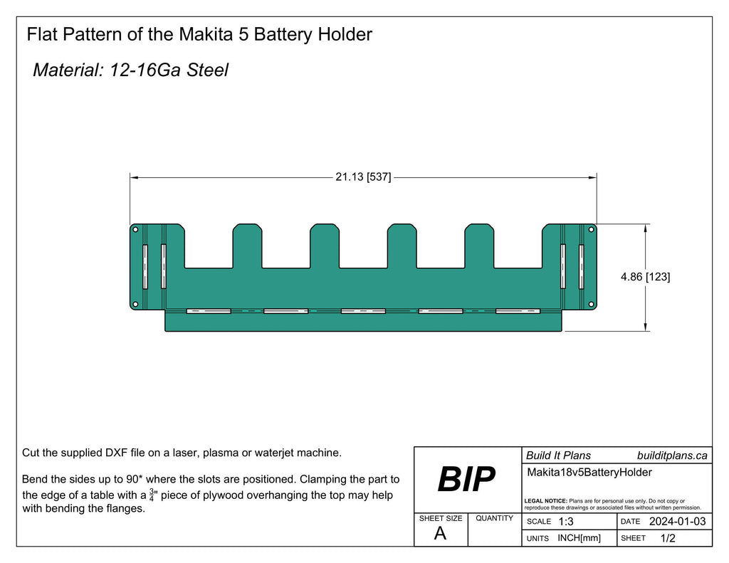 Makita Battery Holder DXF File – Storage Rack for 18V Makita Batteries