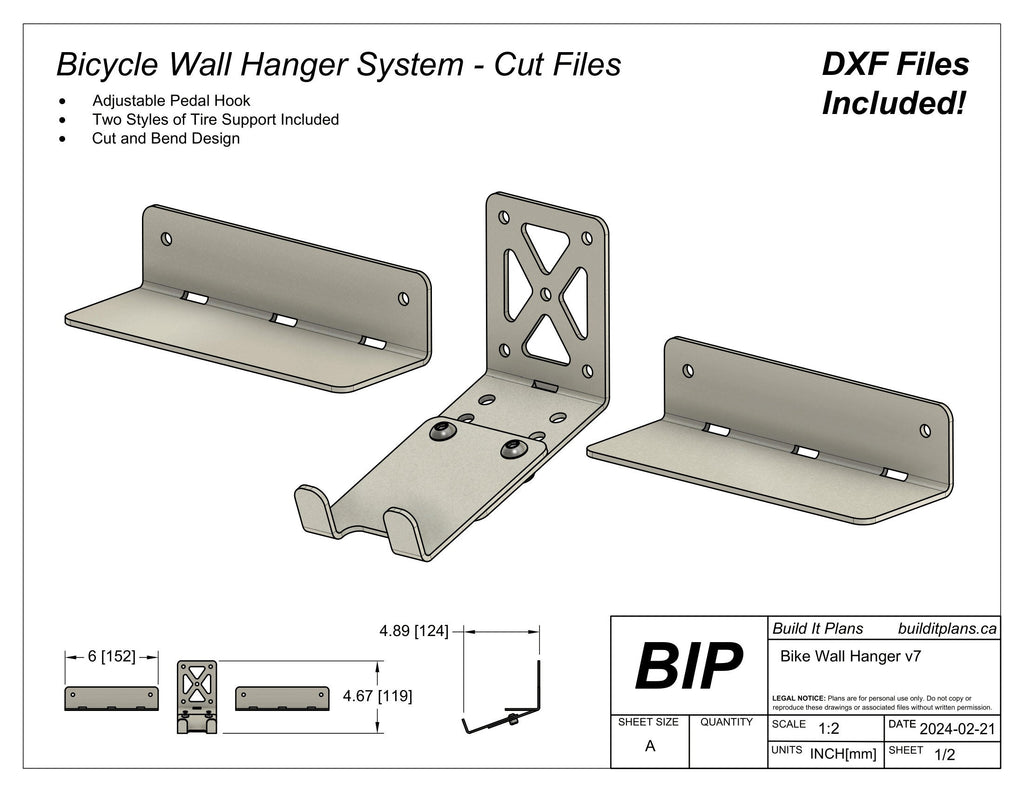 Bike Wall Hanger DXF Files - DIY Bicycle Wall Display