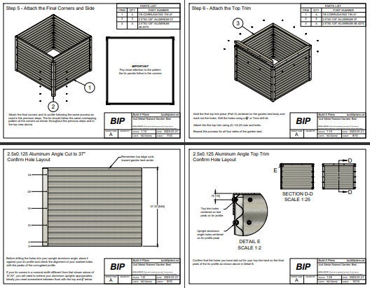 4'x4' Metal Raised Garden Bed PDF Plans 48"x48"
