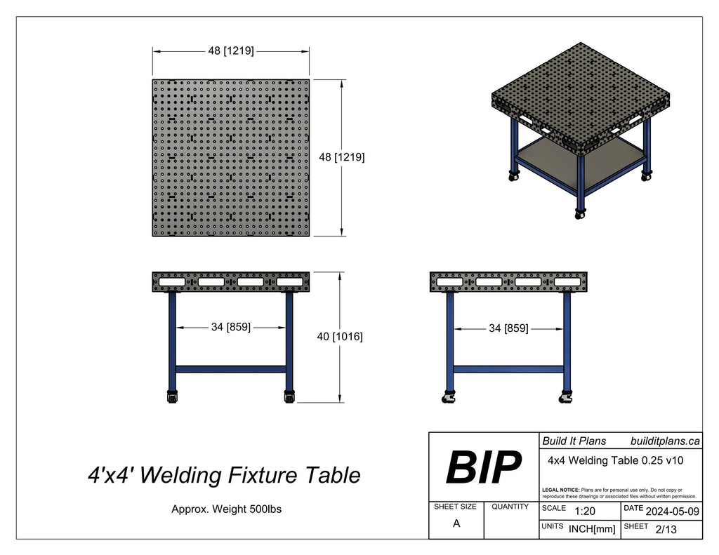 4'x4' Welding Fixture Table DXF Files - 1/4" Steel