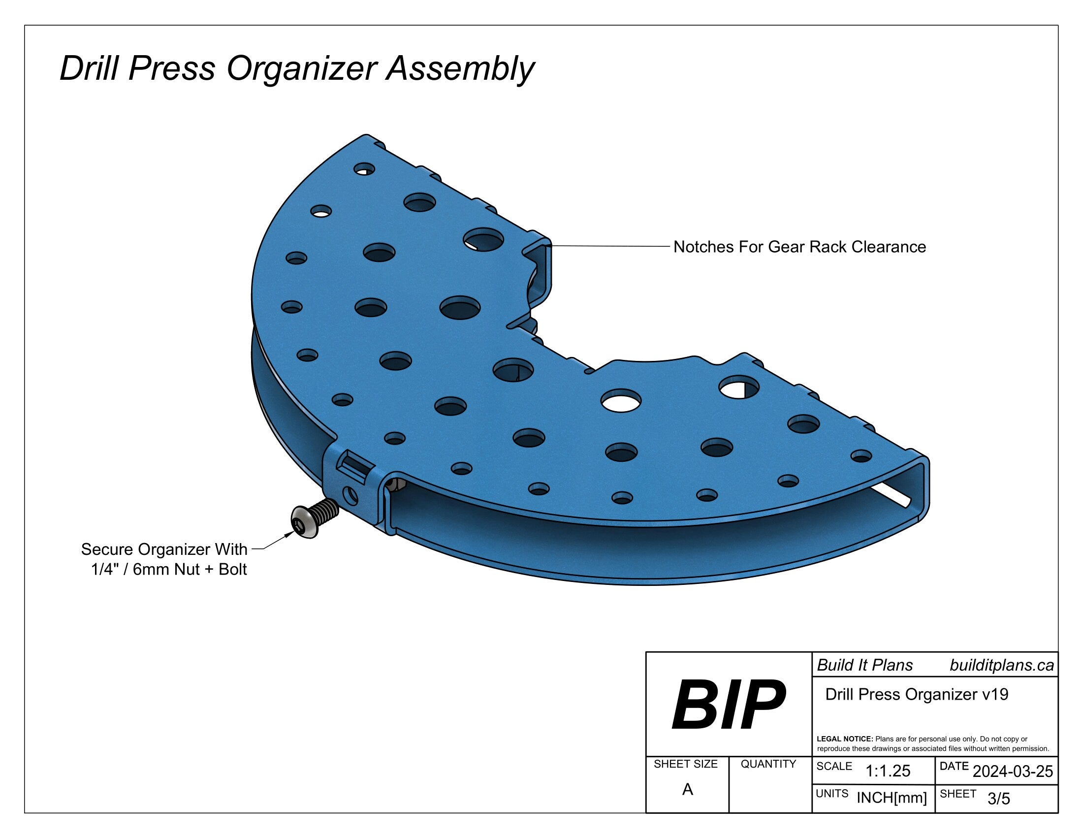 Drill Press Organizer DXF File – Drill Bit Holder Cut File