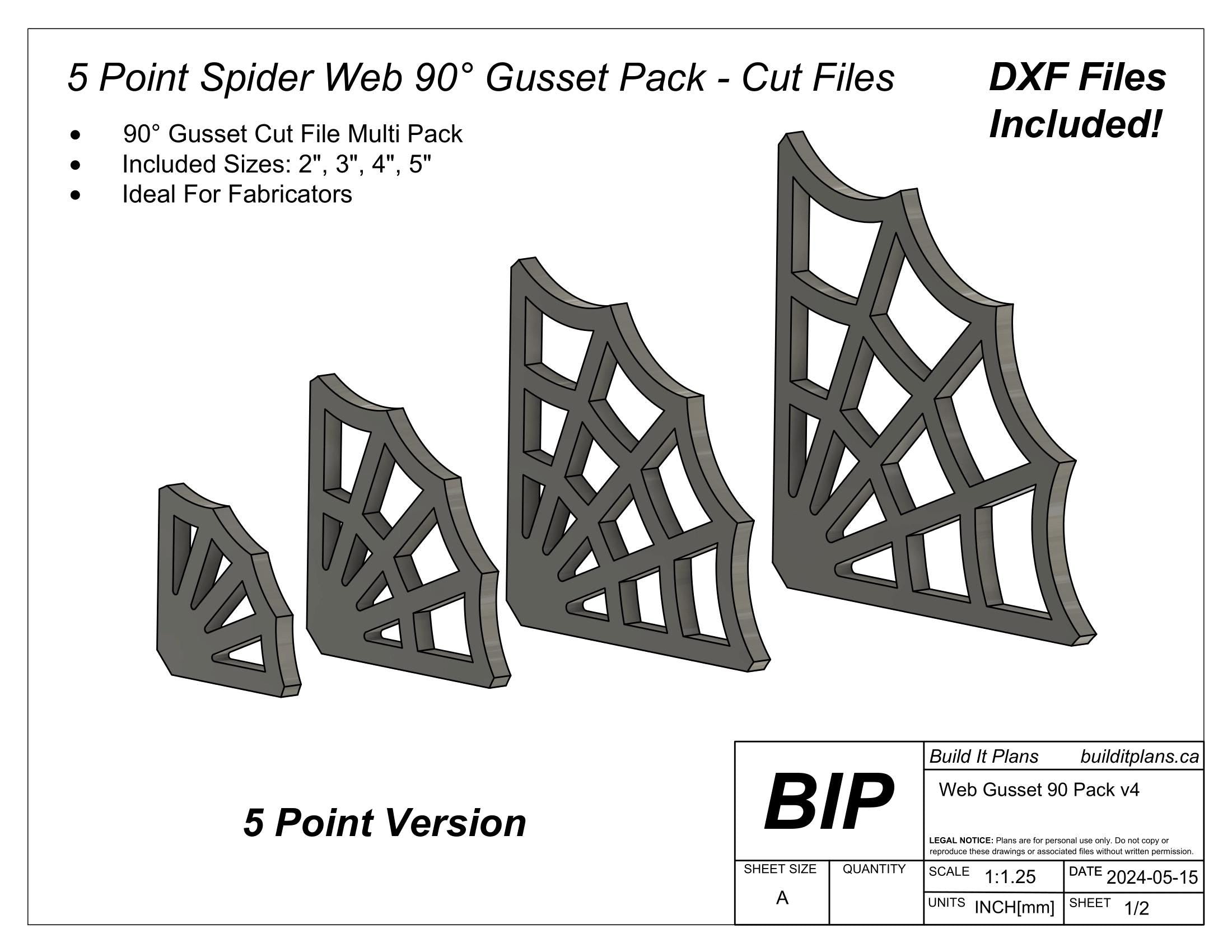 Gusset DXF Bundle - Corner, Spider Web, Tie Down And Flame Gusset Cut Files