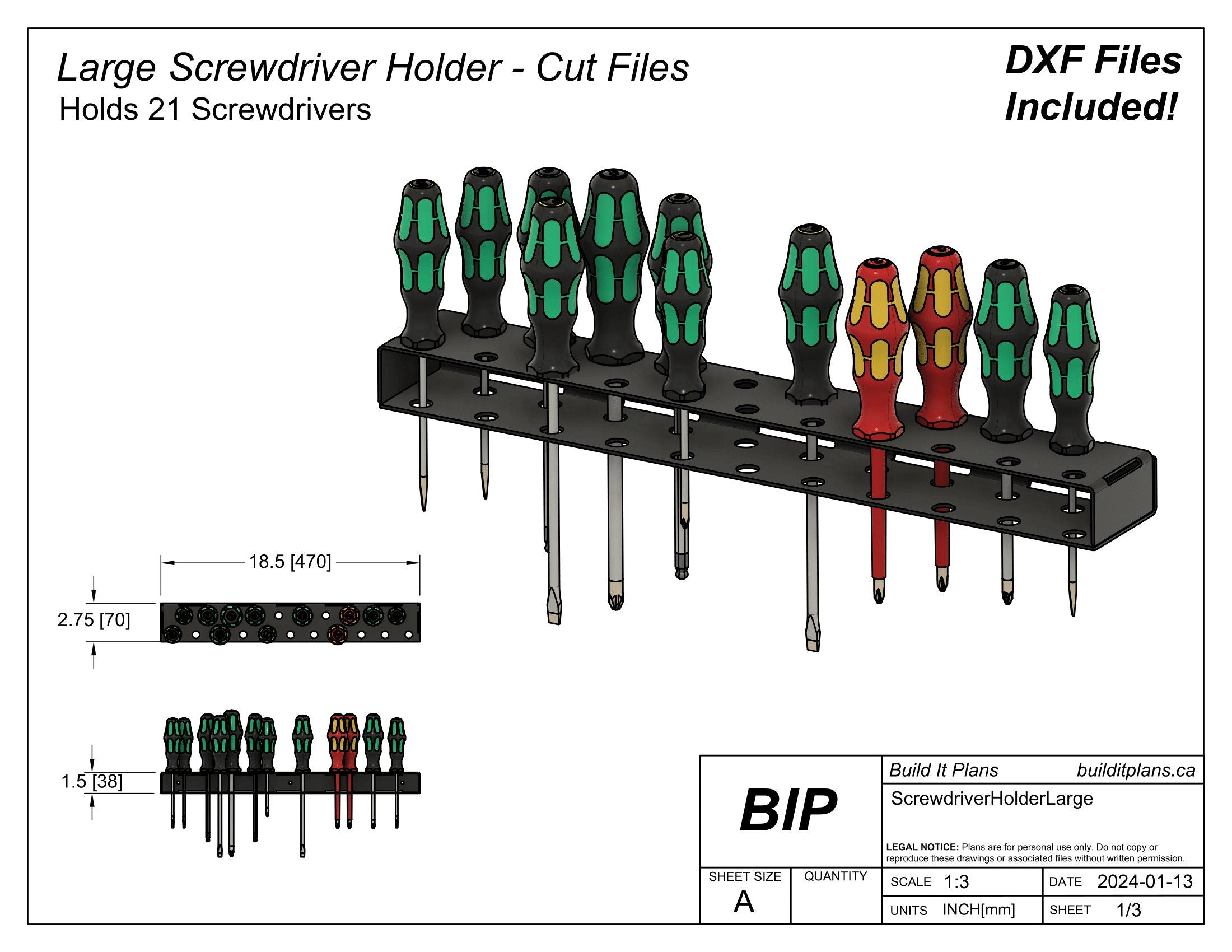 Tool Organizer DXF File Bundle - Wall Mount Garage Tool Hangers Cut File Pack