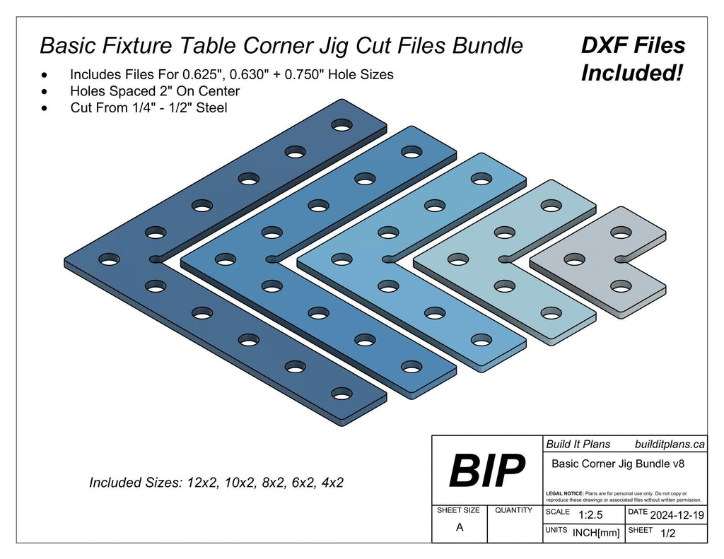 Basic Corner Jig DXF File Bundle – Welding Table Fixture Cut Files