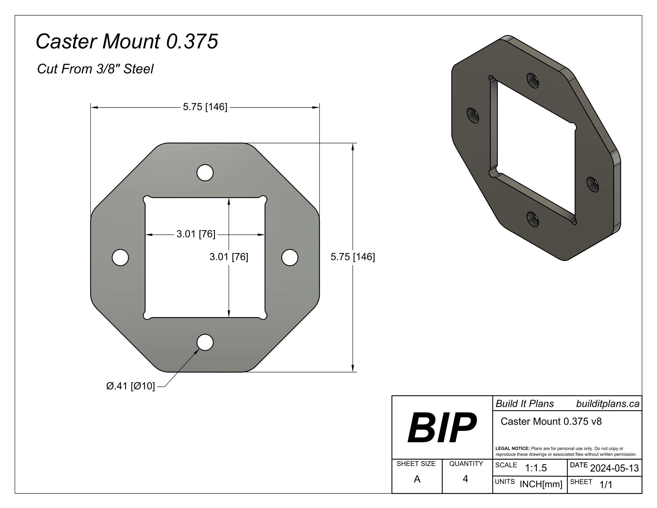 4'x4' Welding Fixture Table DXF Files - 3/8 Steel