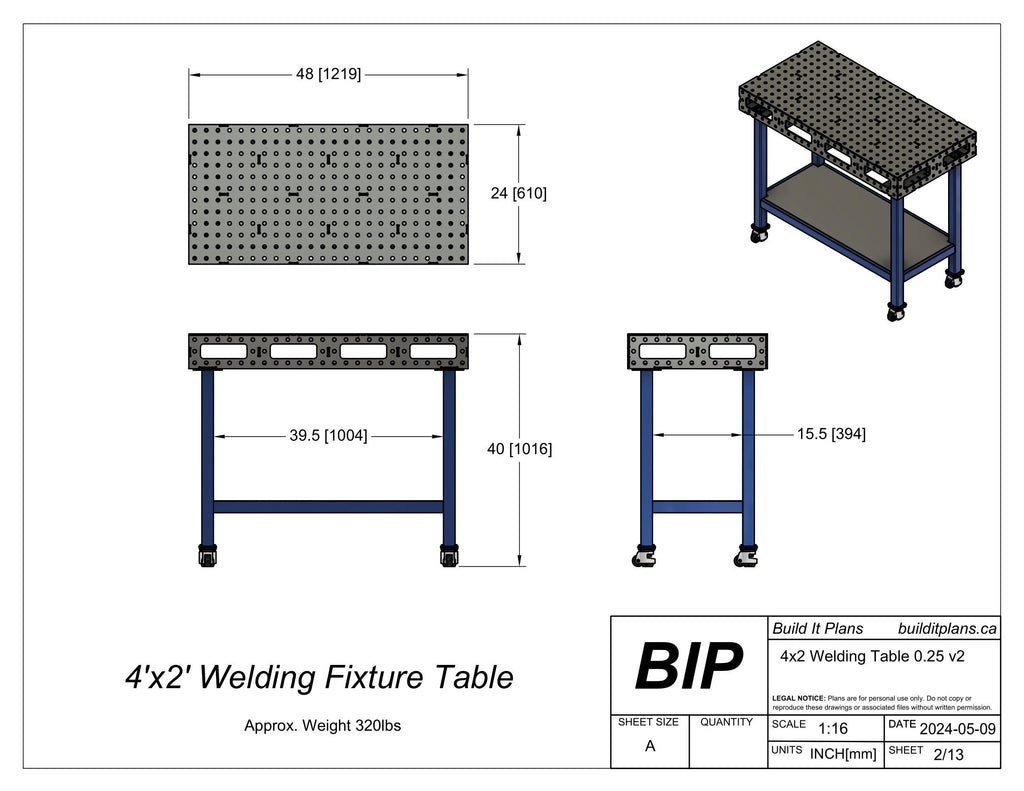 2'x4' Welding Table DXF Files – 1/4" Steel