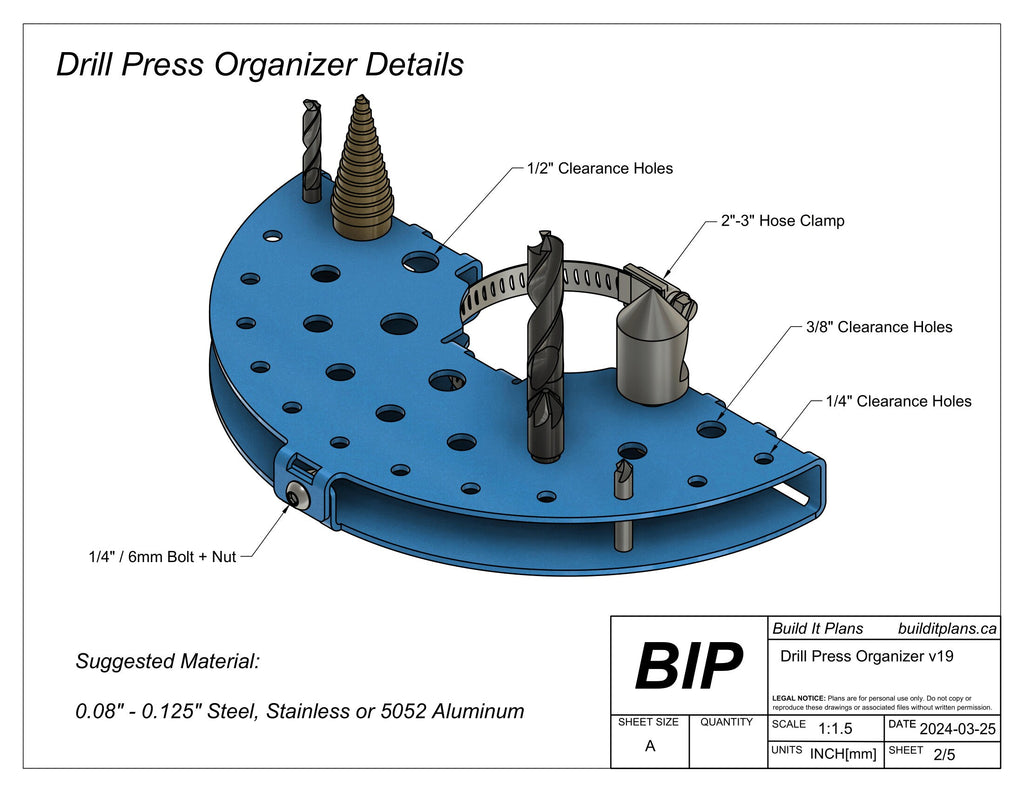 Drill Press Organizer DXF File – Drill Bit Holder Cut File