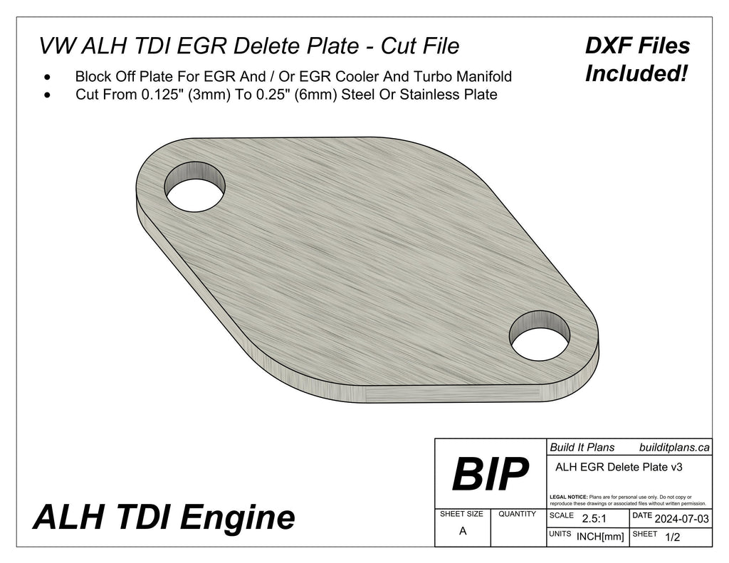 ALH TDI EGR Delete Plate DXF File – VW ALH EGR Block-Off Cut File