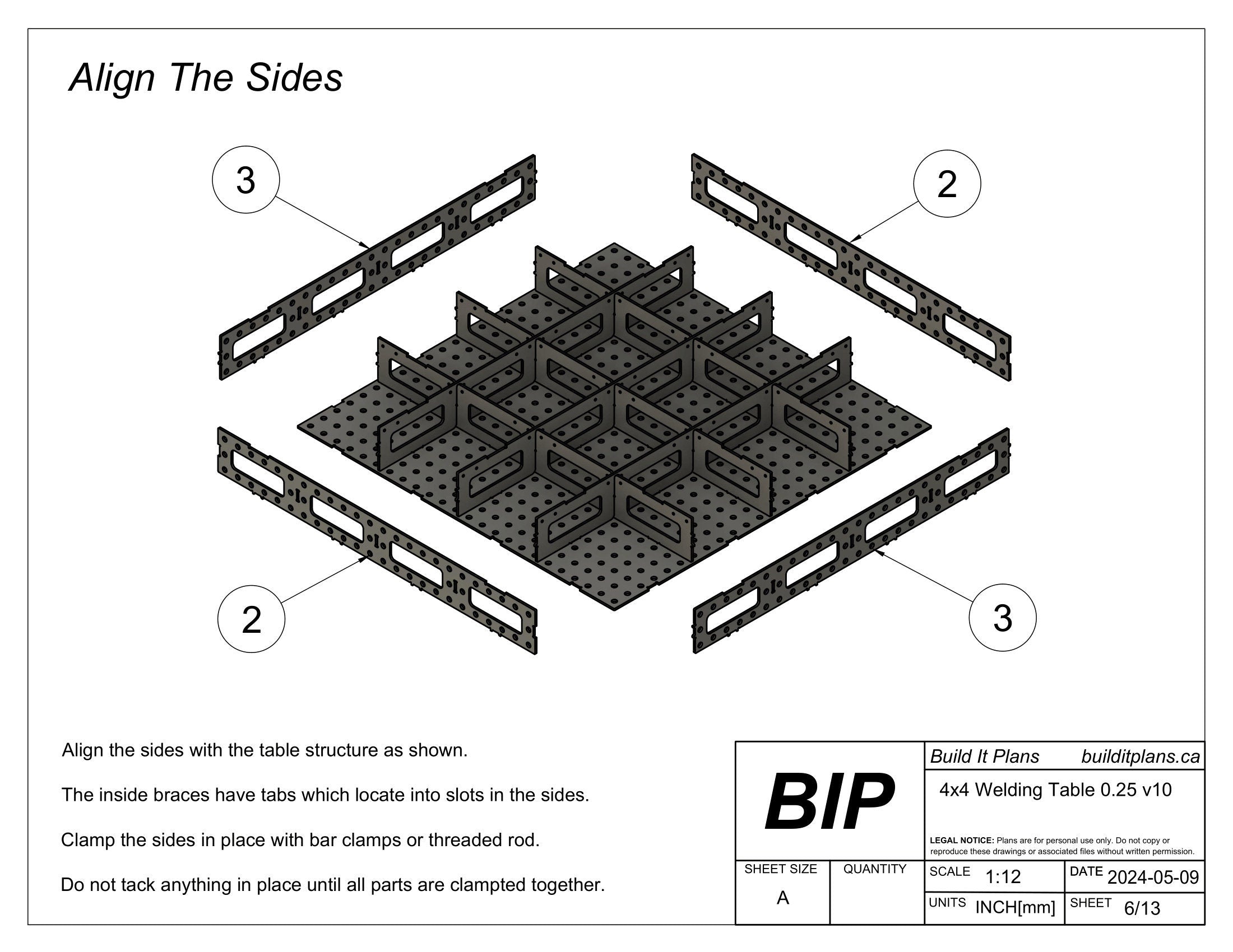 4'x4' Welding Fixture Table Cut Files - 1/4" Steel