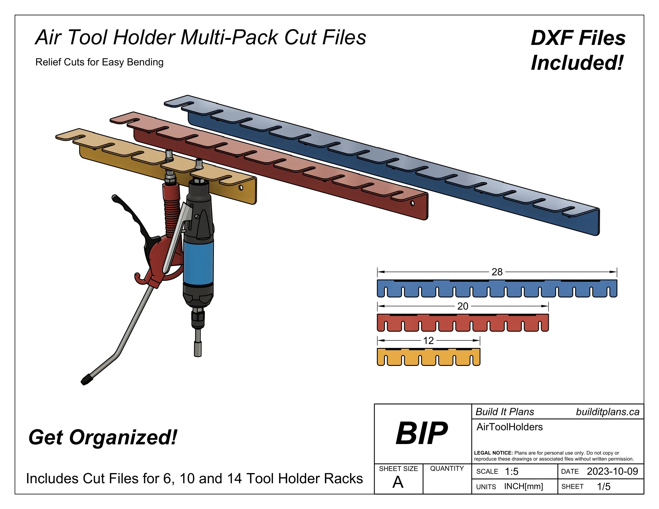 Tool Organizer DXF File Bundle - Wall Mount Garage Tool Hangers Cut File Pack