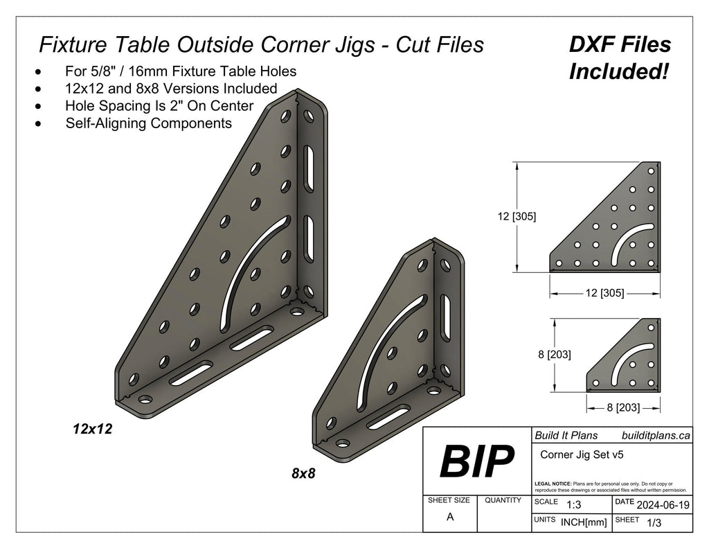 Fabrication Corner Jig DXF Cut File Pack