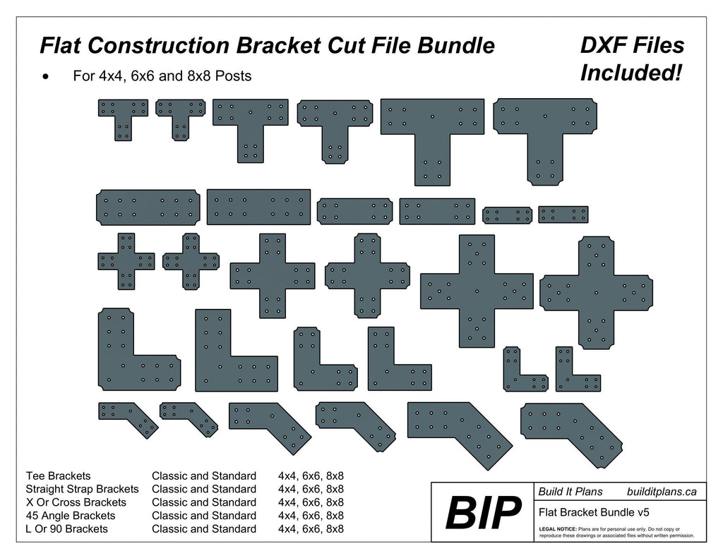 Timber Frame Bracket DXF Cut File Bundle - For 4x4 6x6 And 8x8 Posts