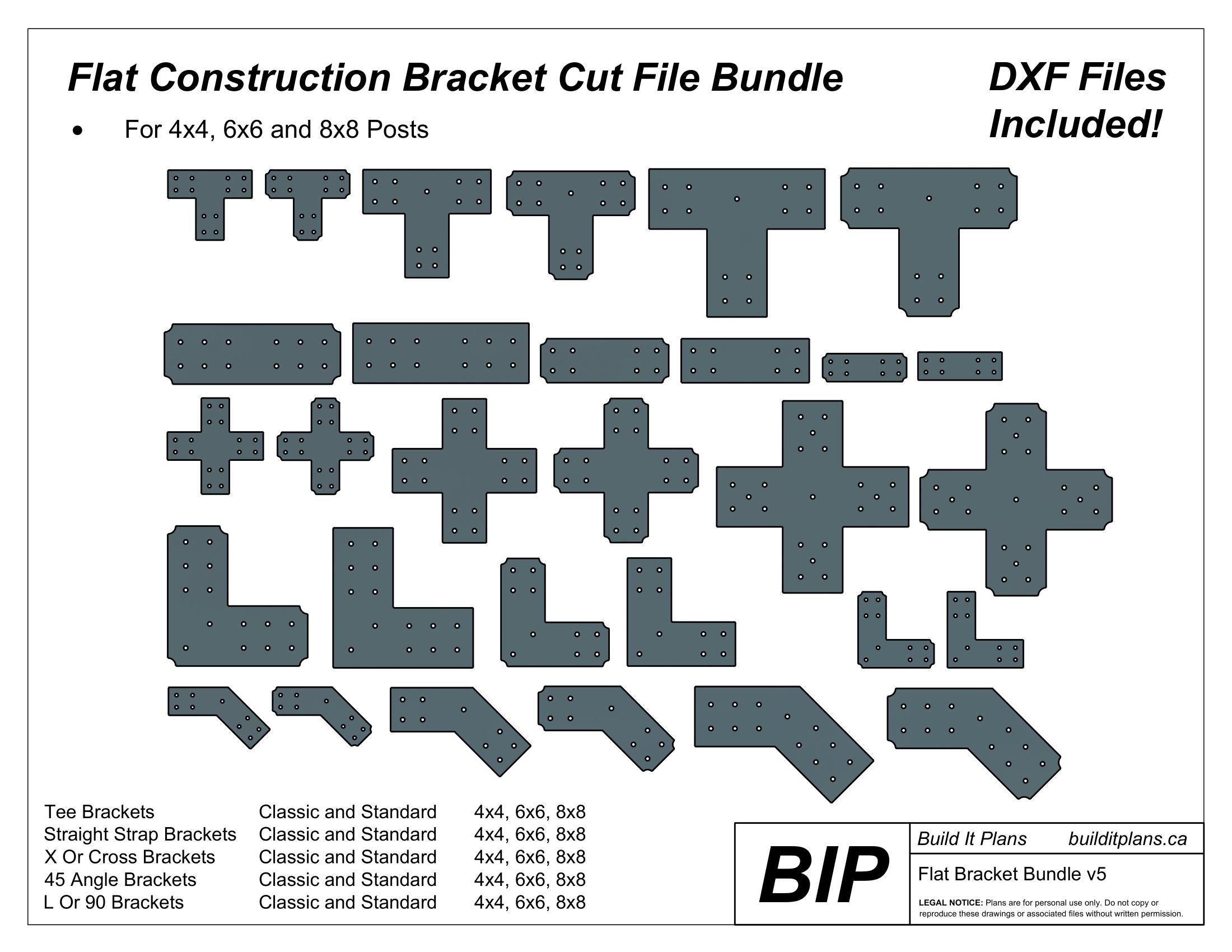 Timber Frame Bracket DXF Cut File Bundle - For 4x4 6x6 And 8x8 Posts