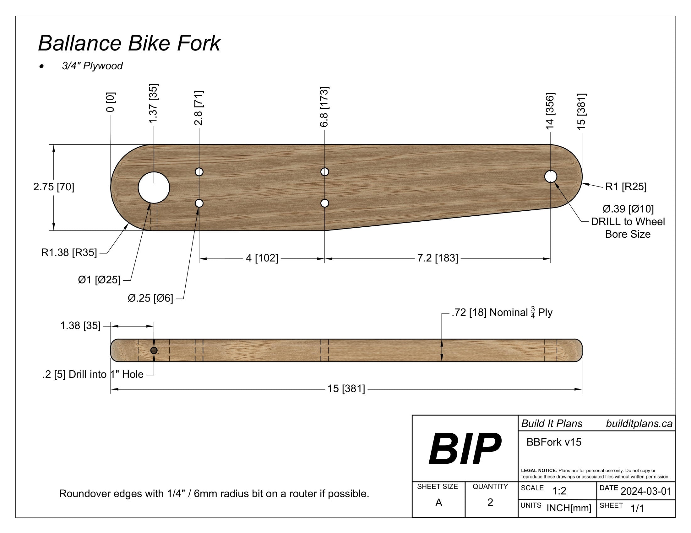 Kids Plywood Balance Bike DIY PDF Plans