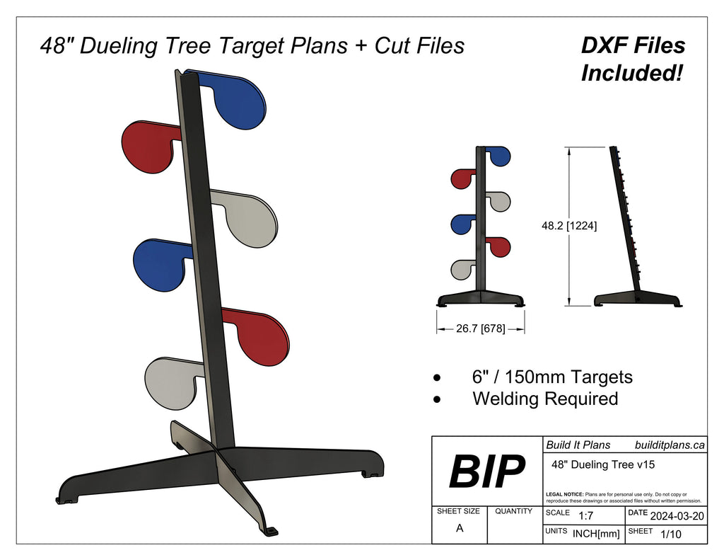 48" Dueling Tree DXF Files - Shooting Paddle Target Cut Files