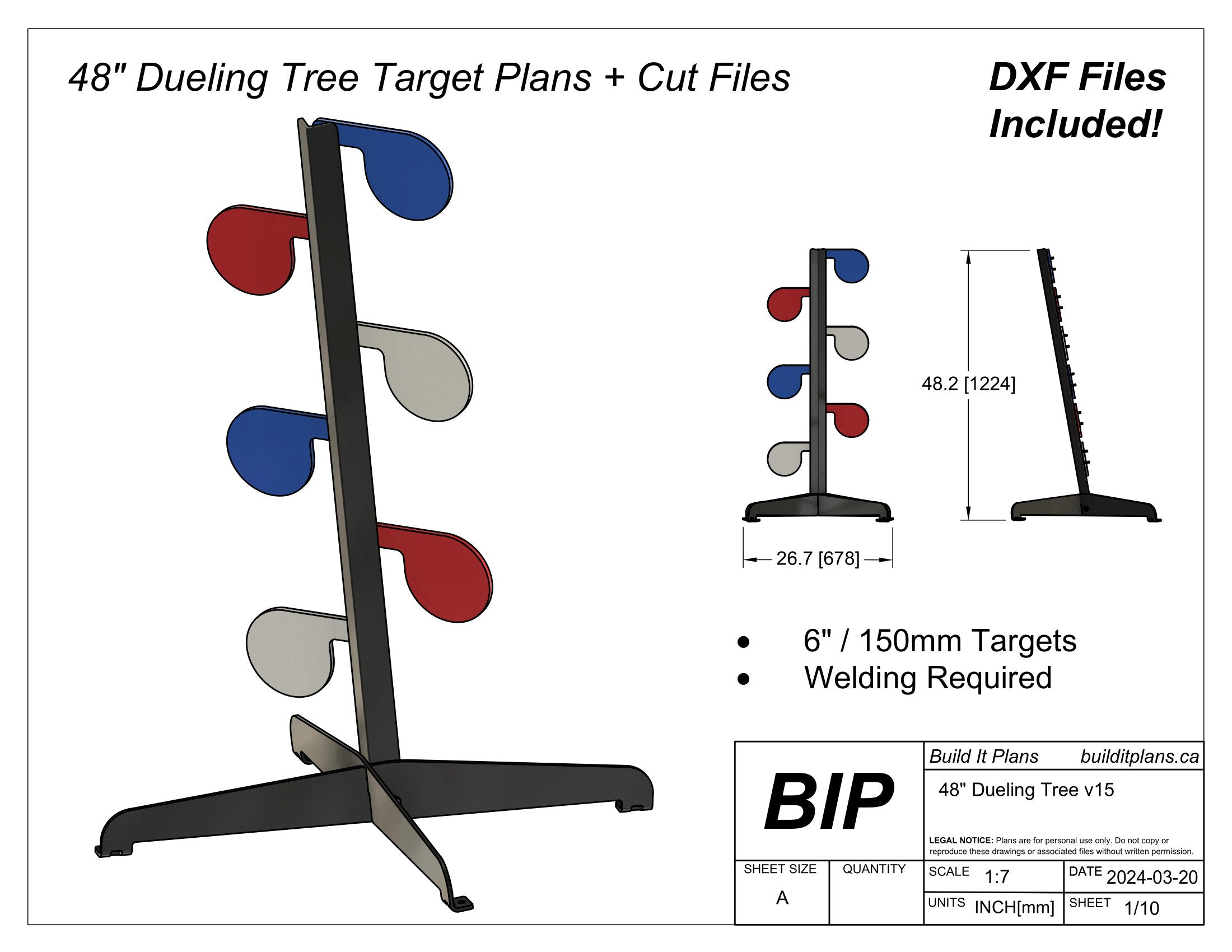 48" Dueling Tree DXF Files - Shooting Paddle Target Cut Files