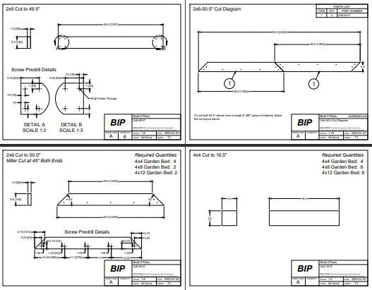 4'x4' Raised Wood Garden Bed PDF Plans - 48"x48"
