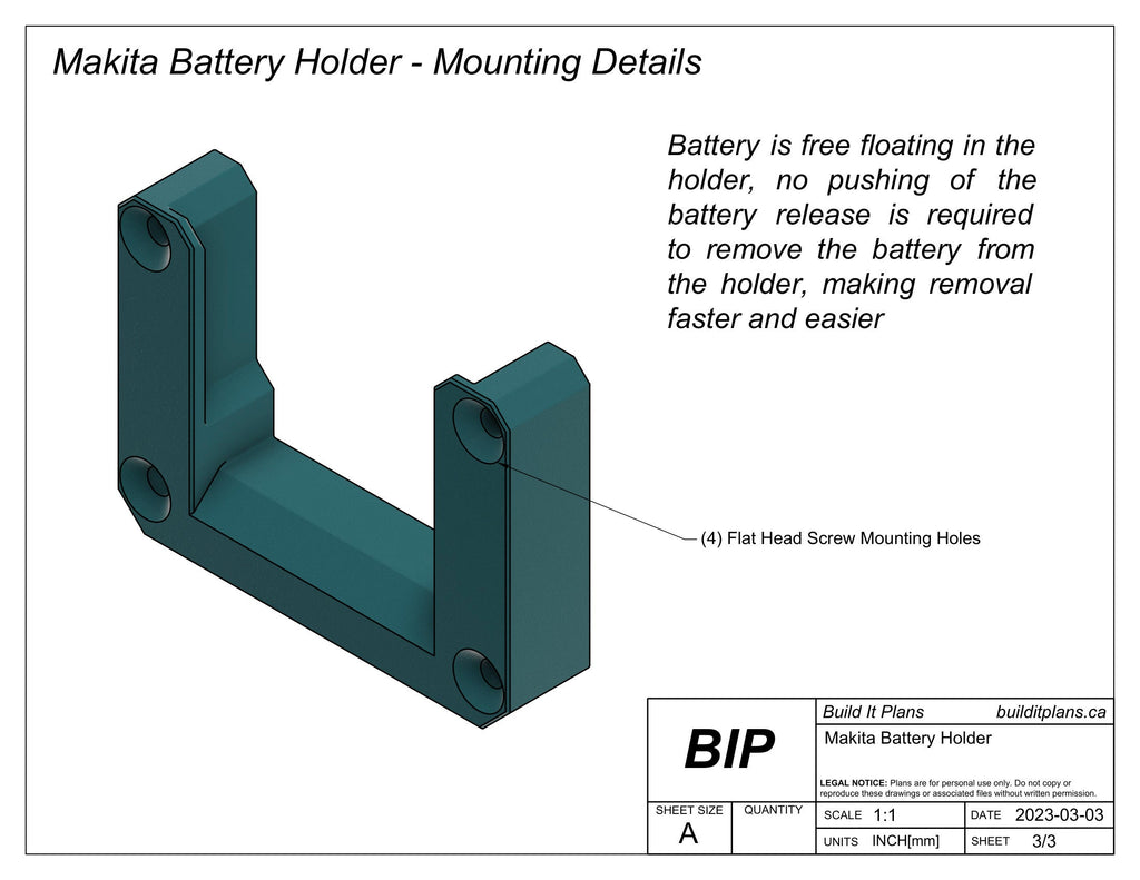 Makita Battery Holder STL File – 3D Print File for 18V Makita Battery Bracket