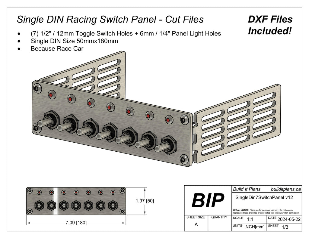 Single DIN Switch Panel DXF Files – Dashboard Switch Panel