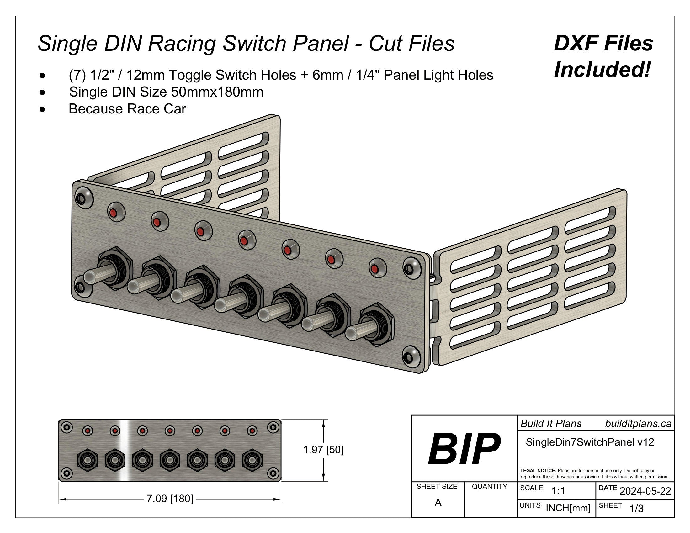 Single DIN Switch Panel DXF Files – Dashboard Switch Panel