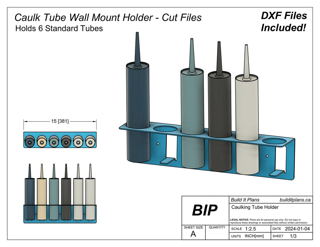 Caulking Tube Holder DXF – Sealant Tube Organizer Cut File