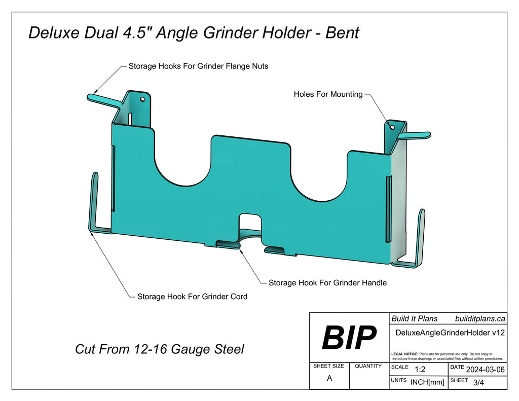 Angle Grinder Holder DXF File – Dual 4.5 Inch Grinder Hook Cut File