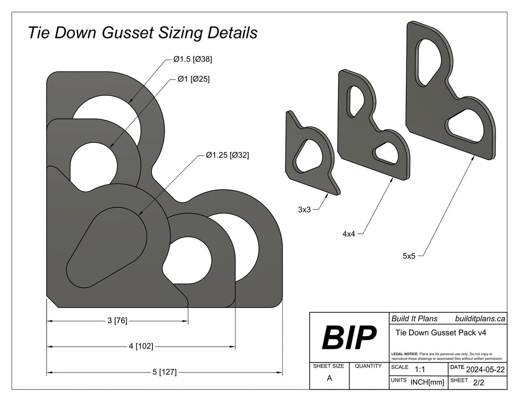 Tie Down Gusset DXF Cut File Bundle For Fabricators