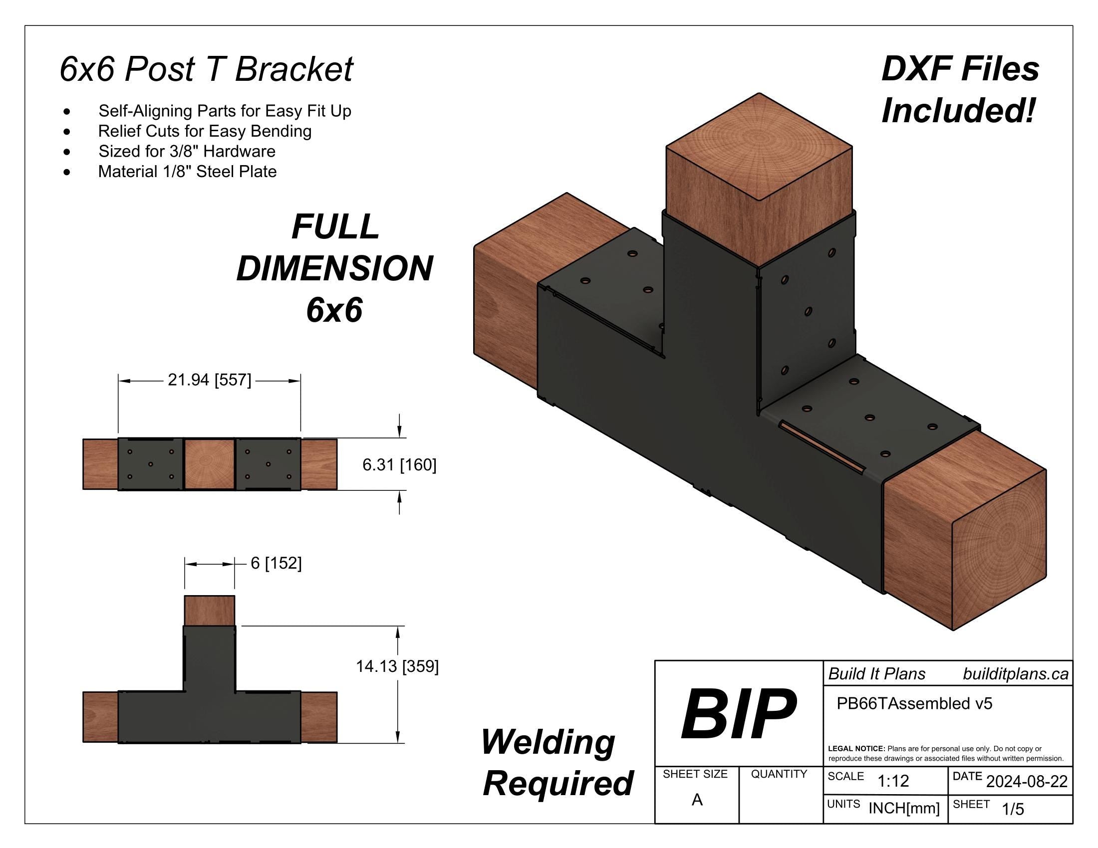 6x6 Post Bracket Bundle DXF Cut Files - FULL DIMENSION 6x6
