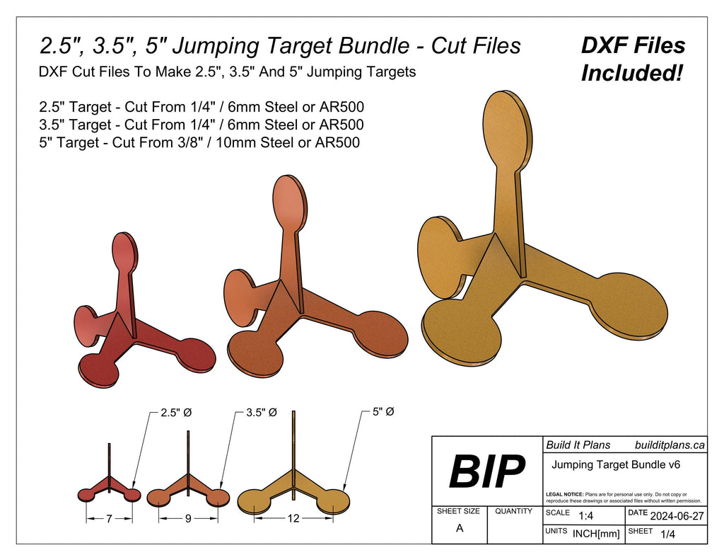 Jumping Target DXF File Bundle: 2.5, 3.5, 5 Inch Walking Target Files