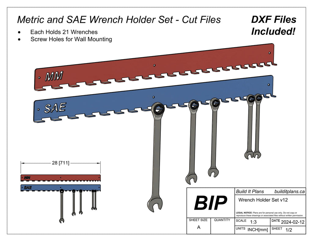 Tool Organizer DXF File Bundle - Wall Mount Garage Tool Hangers Cut File Pack