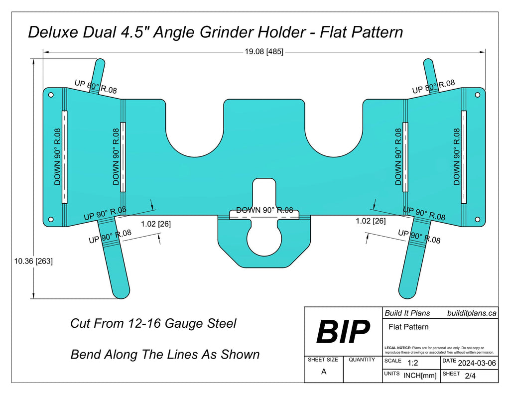 Angle Grinder Holder DXF File – Dual 4.5 Inch Grinder Hook Cut File