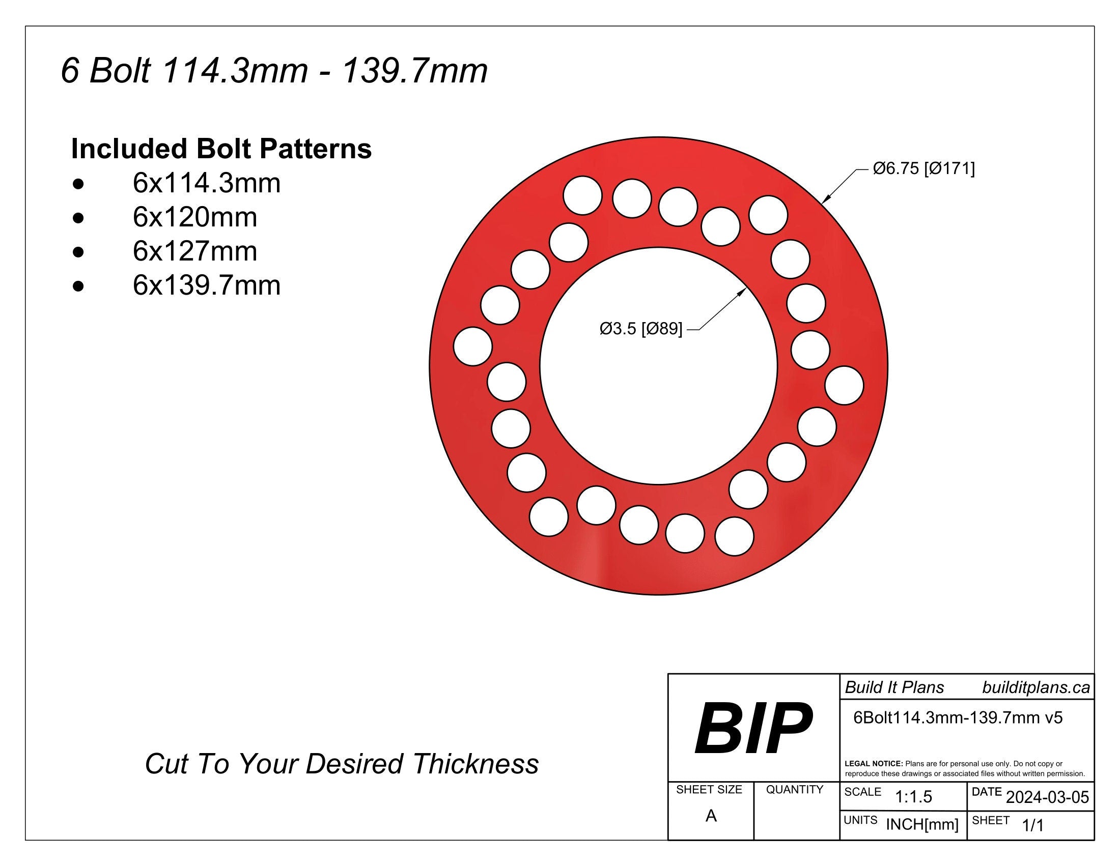 Universal Wheel Spacer DXF Files – DIY Wheel Spacer Cut File Pack