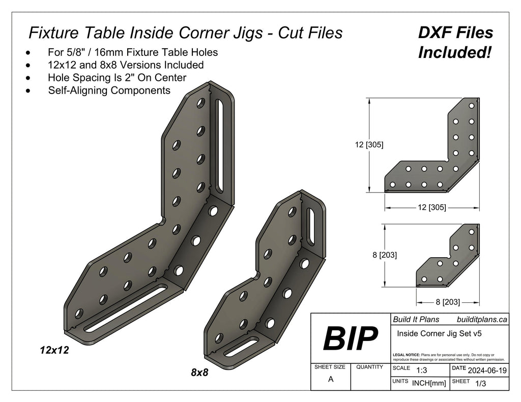 Inside Corner Jig DXF Files – Fixture Table Jig Cut File Pack
