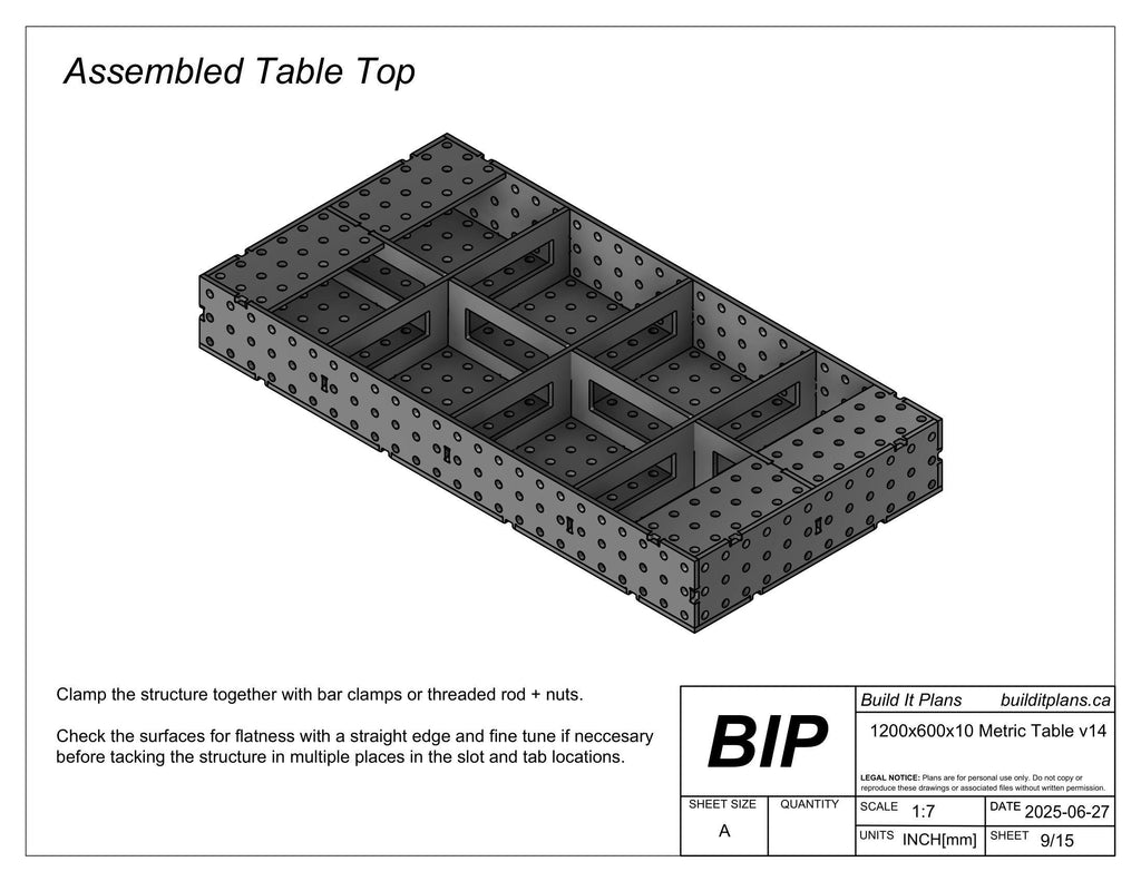 1200x600mm Welding Table DXF Files - 10mm Steel