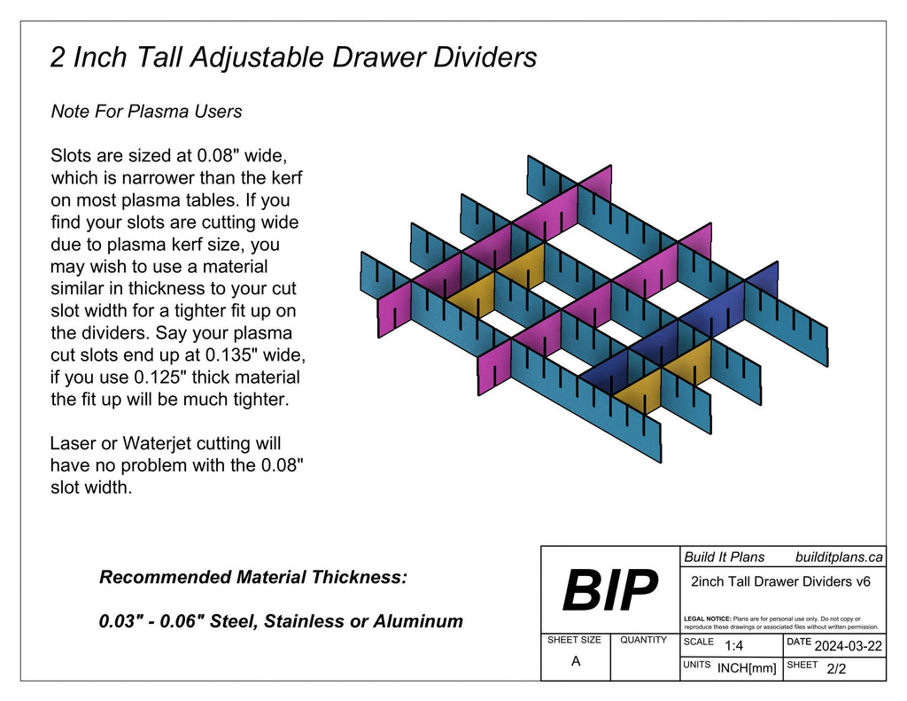 2 Inch Drawer Divider DXF Bundle - Toolbox Divider Cut Files