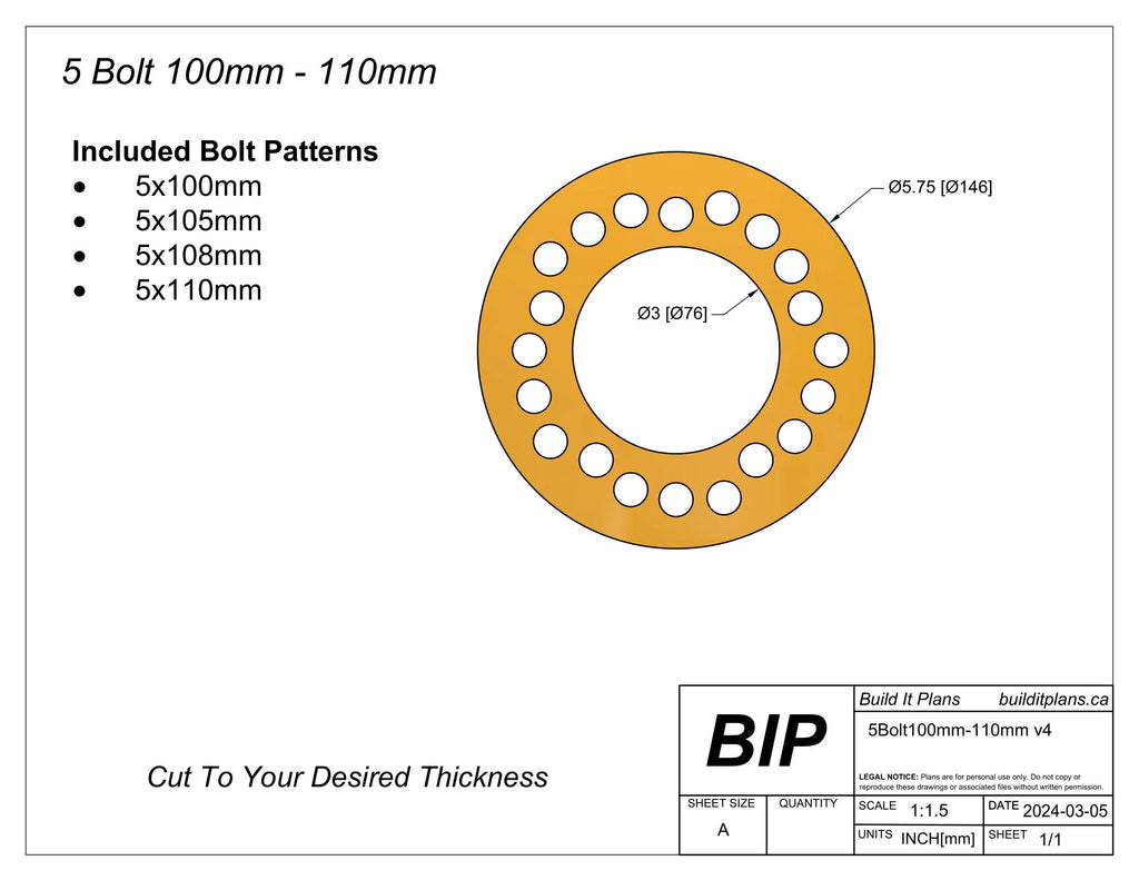 Universal Wheel Spacer DXF Files – DIY Wheel Spacer Cut File Pack