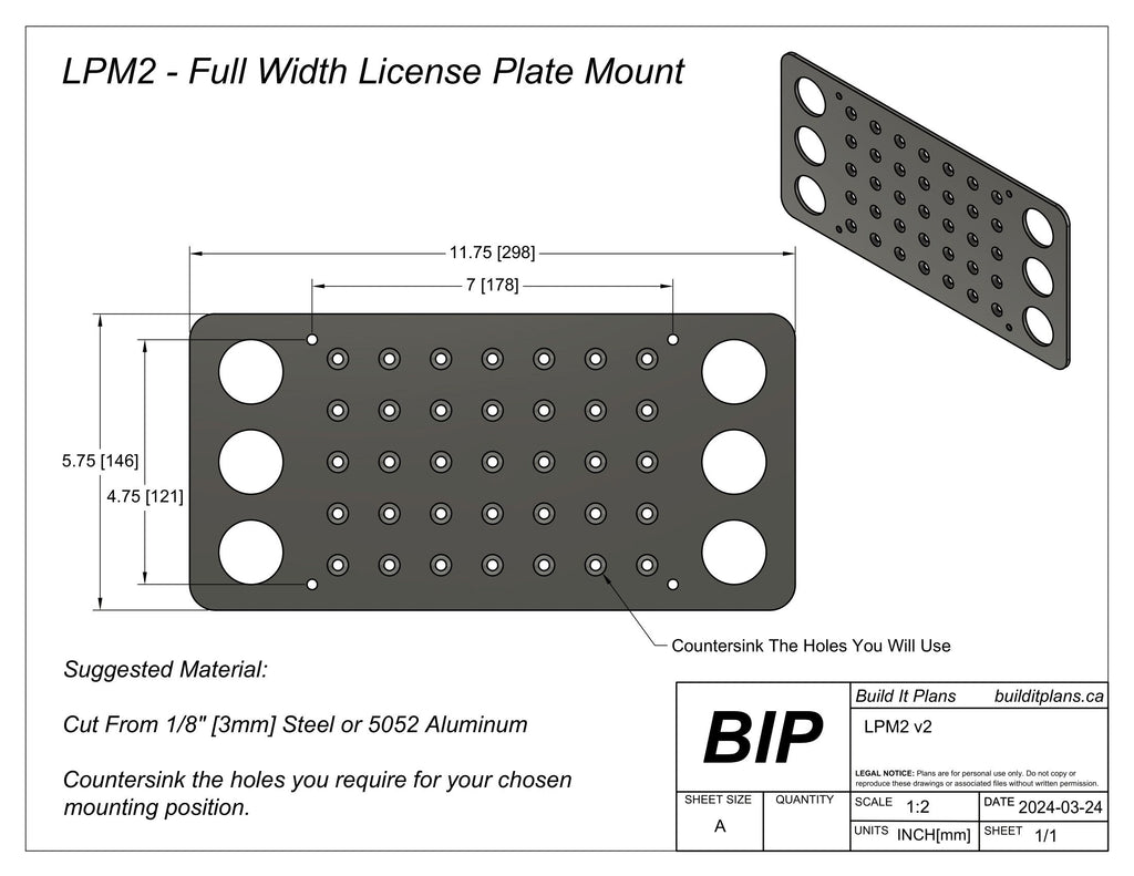 Universal License Plate Bracket DXF Files – Cut Files for Custom Plate Mounting