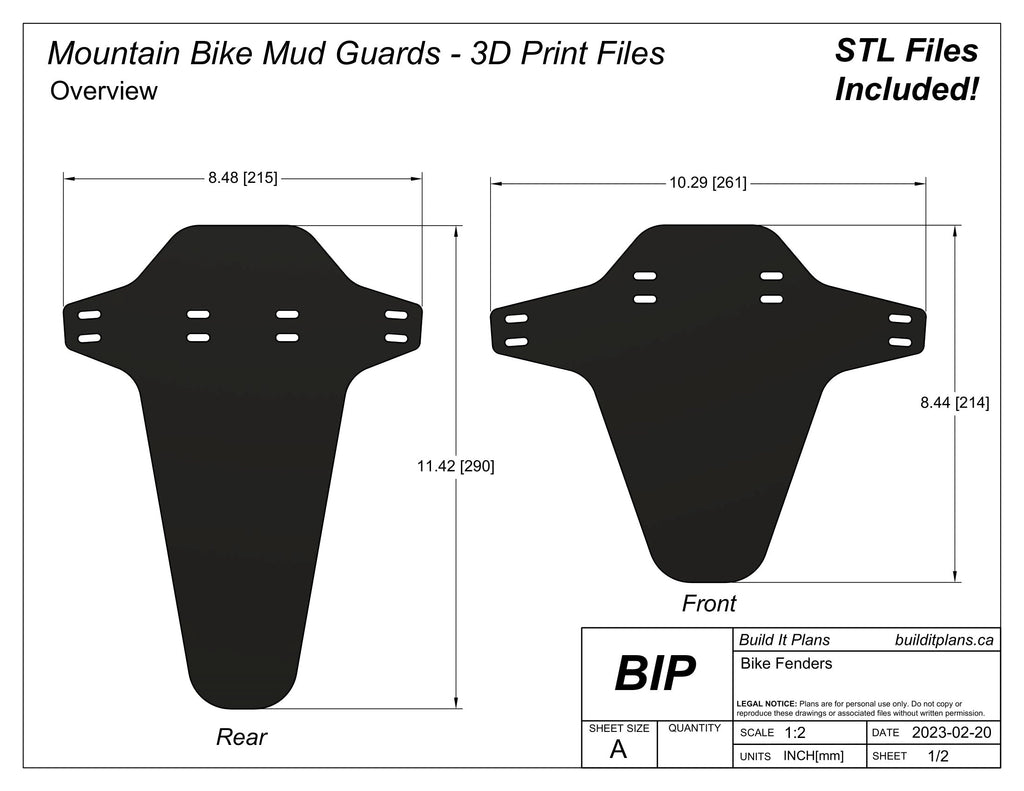 MTB Mud Guards STL 3D Print File - Bike Fender Print Files