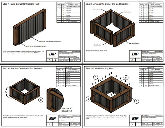 4'x4' Wood and Metal Raised Garden Bed PDF Plans - 48"x48" Square