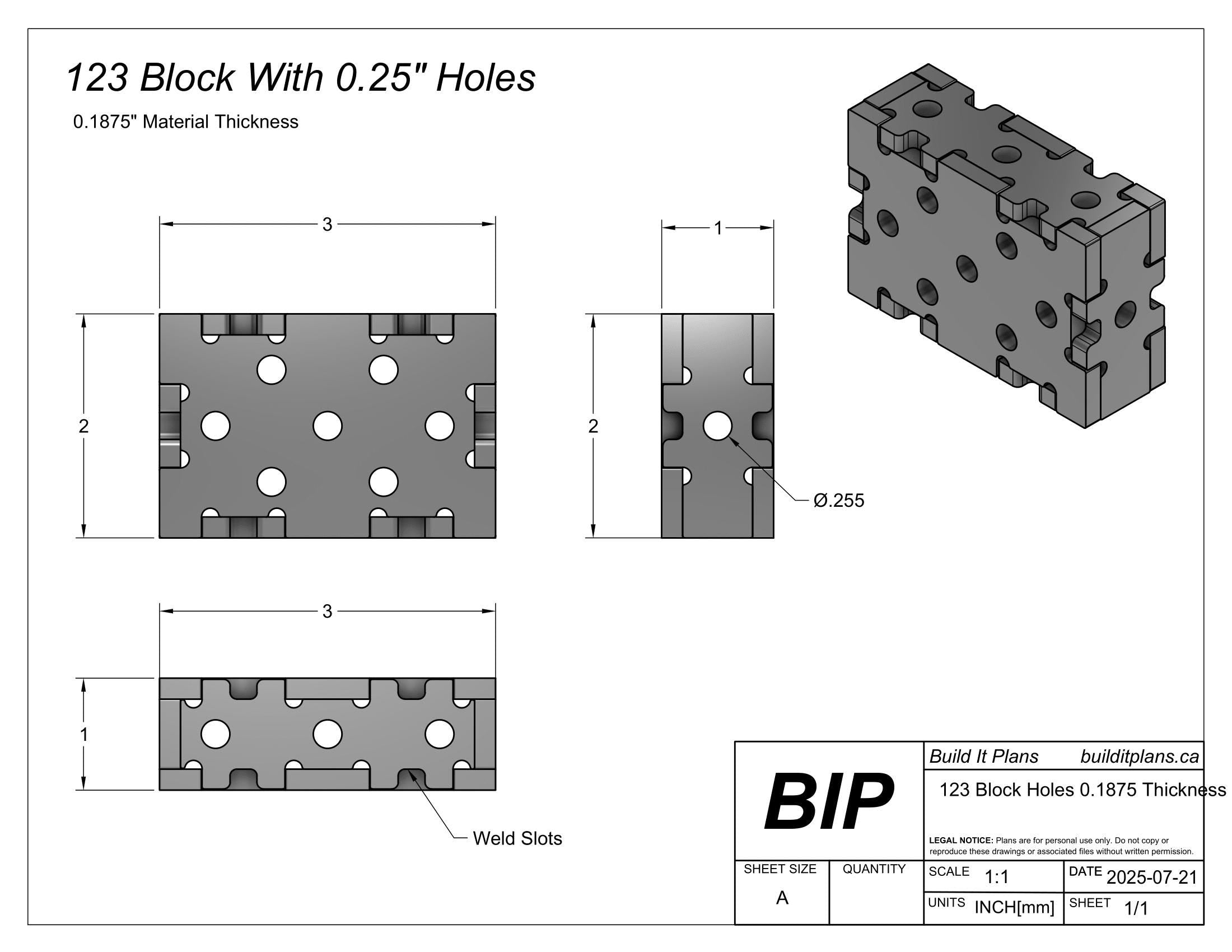 123 Block DXF Cut Files - 3/16" Material DIY Welding Fixture Blocks