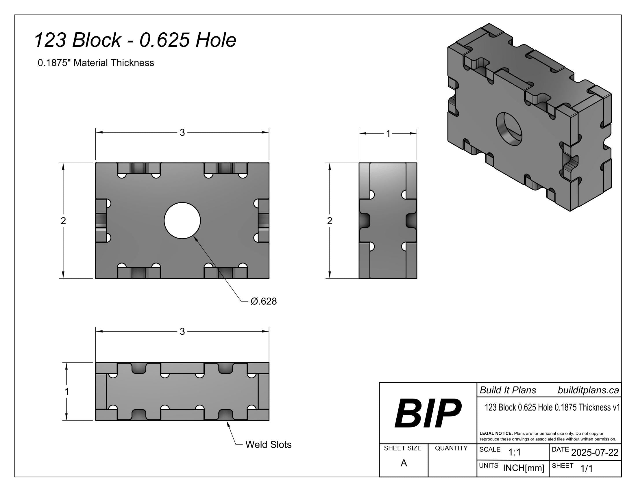 123 Block DXF Cut Files - 3/16" Material DIY Welding Fixture Blocks