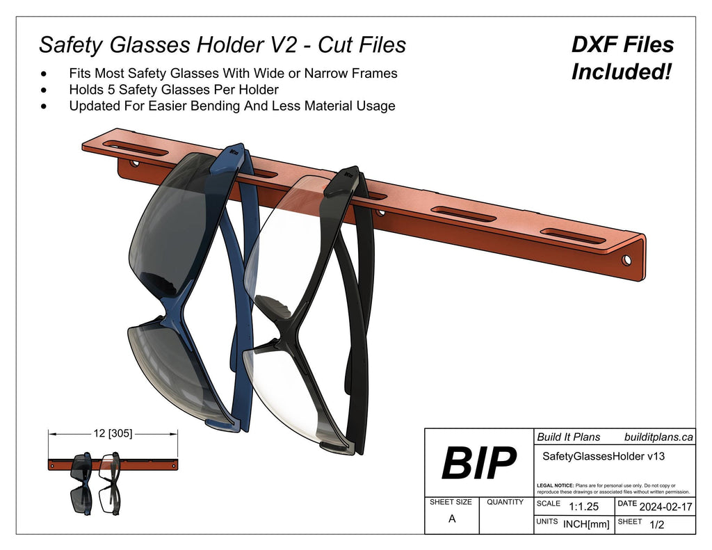 Safety Glasses Hook DXF File – Wall Mount PPE Holder Cut File