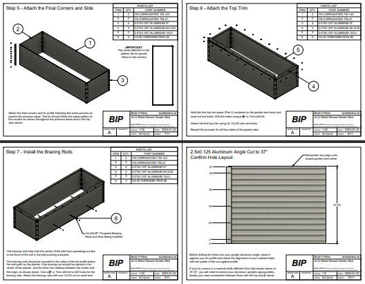 4'x12' Metal Raised Garden Bed Plans - 48"x144"