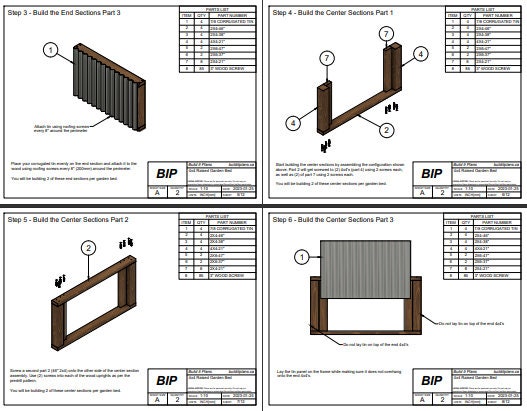 4'x4' Wood and Metal Raised Garden Bed PDF Plans - 48"x48" Square
